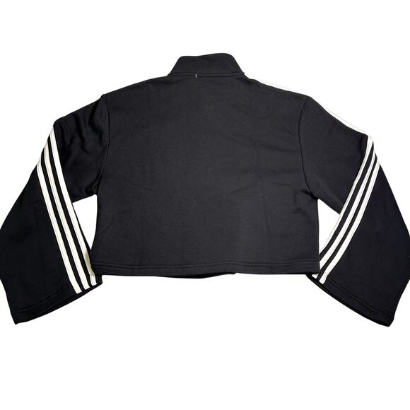 NWT Adidas Cropped 1/4 Zip Womens S Pullover Classic Logo Stripes Relaxed Active - Picture 2 of 9